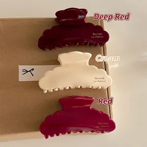 French Style Acetate Wave Edge Hair Claw Clip For Women Vintage Elegant Cloud Shape Non-Slip Shark Hair Clip Accessories
