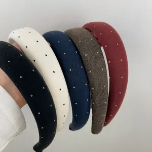 Retro thickened polka dot headbands in five colors with vintage high-top design