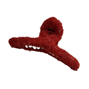 Plush red shark hair clip with silver glitter thread for women hair accessories