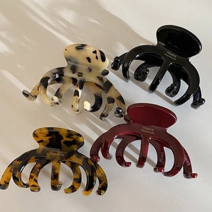 French Vintage Acetate Hair Claw Clip For Women Handmade Tortoise Shell Shark Clip Elegant Leopard Print Hair Accessories