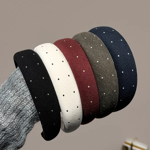 Polka dot padded sponge headbands in five classic colors for high crown styling