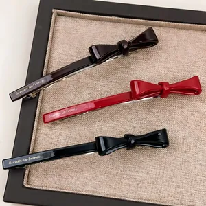 Vintage Acetate Bowknot Hair Clip French Style Gold Lettering Barrette Elegant Accessory For Women Girls Everyday Hair Styling