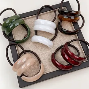 Minimalist Resin Geometric Arc Hair Tie High Elasticity Solid Color Hair Band For Women Elegant Headwear Hair Accessories