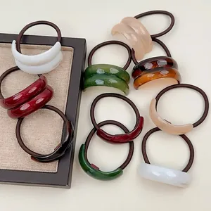 Elegant acrylic resin hair ties with high elastic bands in assorted warm colors
