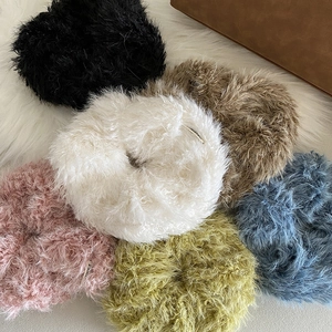 Korean Style Fluffy Faux Fur Hair Scrunchies For Women Autumn Winter Thick Plush Elastic Hair Band Solid Color Hair Accessories