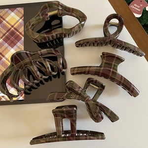 Set di 6 mollette per capelli a scacchi rossi e verdi per eleganti acconciature natalizie