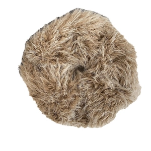 Plush faux fur scrunchie in brown and beige tones for autumn and winter hairstyles