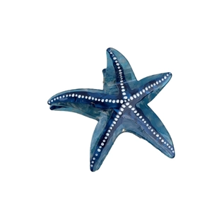 Elegant starfish shaped blue acetate hair claw clip with stylish white dot pattern