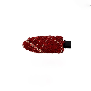 Elegant red woven wool water drop hair clip with gold thread details for women
