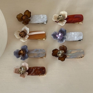 Retro Fiore di Iris Clip per Capelli Resina di Acetato 3D Clip a Becco d'Anatra Cristallo Dolce Elegante Accessori Donna