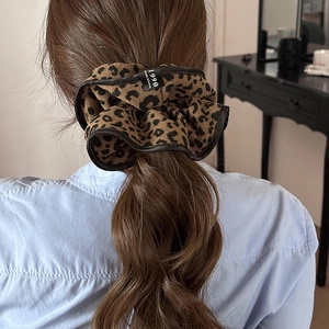 Large leopard print scrunchie for women with durable high elasticity and a Korean style label