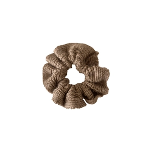Chouchou en laine tricotée marron pour femme, élastique en peluche pour automne et hiver