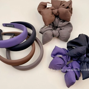 Morandi style padded headband and bow scrunchie set in assorted vintage colors