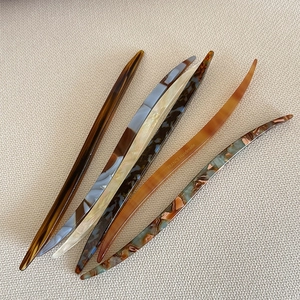 Set di bacchette per capelli in acetato minimaliste con motivi marmo e tartaruga in sei colori