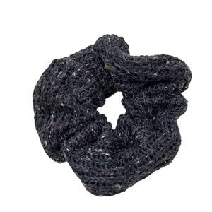Chouchou rétro français en maille gris foncé avec texture de mélange de laine