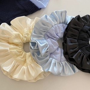 Scrunchies in Satin Oversize Stile Francese Eleganti Elastici per Capelli Pieghettati a Volant Elastici in Tinta Unita Fatti a Mano per Donna Accessori