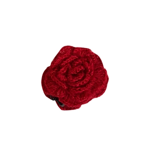 Handmade red crochet rose hair claw clip for women stylish winter hair accessory