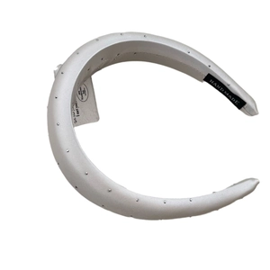 Chic satin padded headband with silver bead studs and a high crown design for women