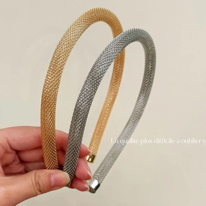 Lot de serre-têtes élégants en maille métallique dorée et argentée pour femmes