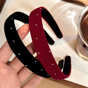Serre-tête Élégant en Velours Avec Strass Style Coréen pour Femmes Bandeau Rembourré Rétro Serre-tête en Velours Accessoires Cheveux