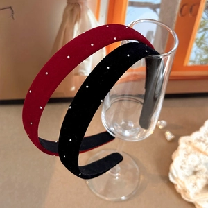 Serre-têtes élégants en velours avec strass brillants en couleurs rouge et noir