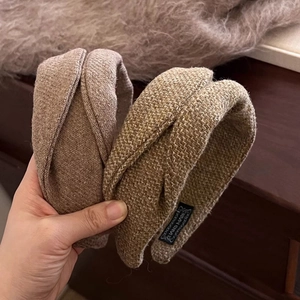 Women's Winter Wide Side Woolen Headband Handmade Coarse Fine Knit Hair Band Fashion Autumn Winter Hair Accessories Elegant Headwear