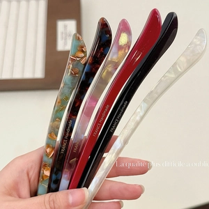 Minimalist acetate hair sticks in various colors with elegant France Handmade gold lettering
