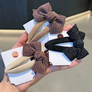 Sweet Korean Style Fabric Bow Hair Clip For Women Handmade BB Clip Elegant Latte Brown Khaki Black Hair Accessories Girls
