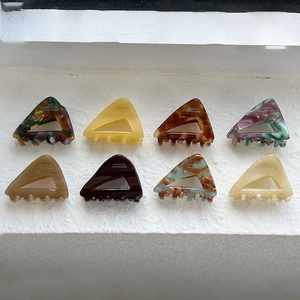 French Acetate Triangle Hair Claw Clips Handmade Hollow Out Marble Tortoiseshell Pattern Small Shark Clip For Women Girls Hair Accessories