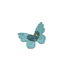 Barrette papillon bleu clair avec cœur LOVE et cristaux étincelants pour femmes élégantes
