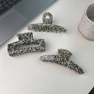 Ensemble de trois pinces à cheveux mouchetées noir et blanc pour style minimaliste