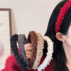 Serre-Tête en Peluche de Laine d'Agneau Style Français pour Femmes Bandeau Doux et Chaud Accessoires de Coiffure à la Mode Antidérapants