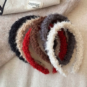 Ensemble de serre-têtes en laine d'agneau pelucheuse style français aux couleurs d'automne