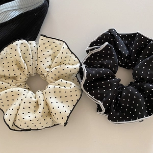 Large Polka Dot Fabric Scrunchie Hair Tie For Women Soft Elastic Ponytail Holder Korean Style Elegant Hair Accessories