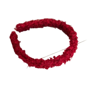 Serre-tête français en polaire bouclée rouge foncé pour femme avec effet de volume chic