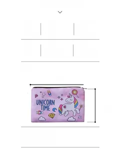 Trousse à maquillage en polyester avec motif licorne et fermeture éclair 20x14cm