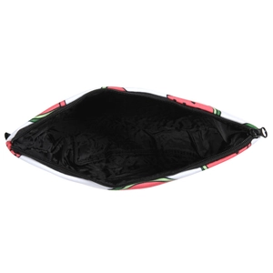 Watermelon print makeup bag with black zipper and spacious interior storage