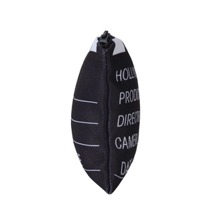 Trousse de maquillage carrée noire avec design de clap de cinéma et sac de rangement