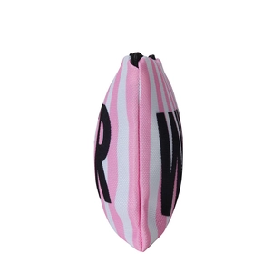 Trousse à maquillage carrée à rayures roses imprimées 3D avec fermeture éclair noire