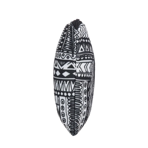 3D geometric tribal print makeup bag with black zipper closure and slim functional design