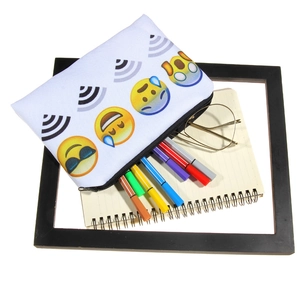 Cartoon emoji print square makeup bag and stationery pencil case for women and students