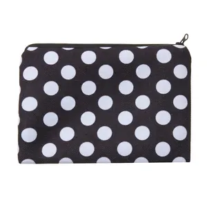 Women Polka Dot Cosmetic Bag Waterproof Makeup Bag Travel Toiletry Pouch Portable Zipper Clutch Handbag Pencil Case Storage Bag
