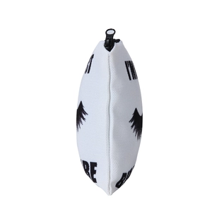 Square canvas makeup bag with eyelash print and black zipper on white background