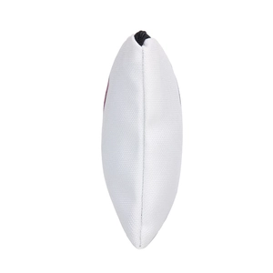 3D printed donut makeup bag in white canvas with black zipper and spindle side design