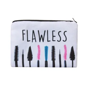 Flawless Letter Print Makeup Bag 3D Oxford Polyester Travel Toiletry Pouch Portable Cosmetic Storage Bag For Women Gift