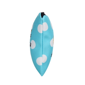 Light blue polka dot multi-purpose cosmetic bag with a durable black zipper closure