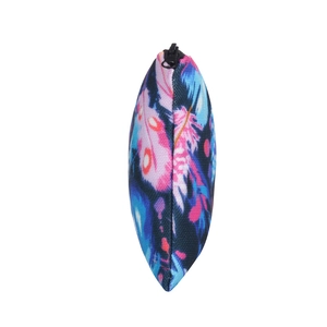 3D printed feather makeup bag in colorful canvas fabric with a durable black metal zipper