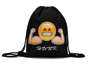 Funny 3D muscle print drawstring bag with Hunk text for gym travel and sports
