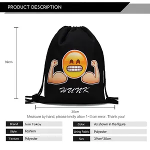 Funny 3D muscle print drawstring backpack with HUNK design for travel storage, 39x30cm