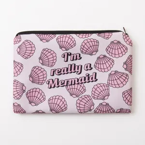 Women's Sweet Printed Mermaid Shell Makeup Bag Polyester Multi-functional Travel Cosmetic Storage Pouch Clutch Bag